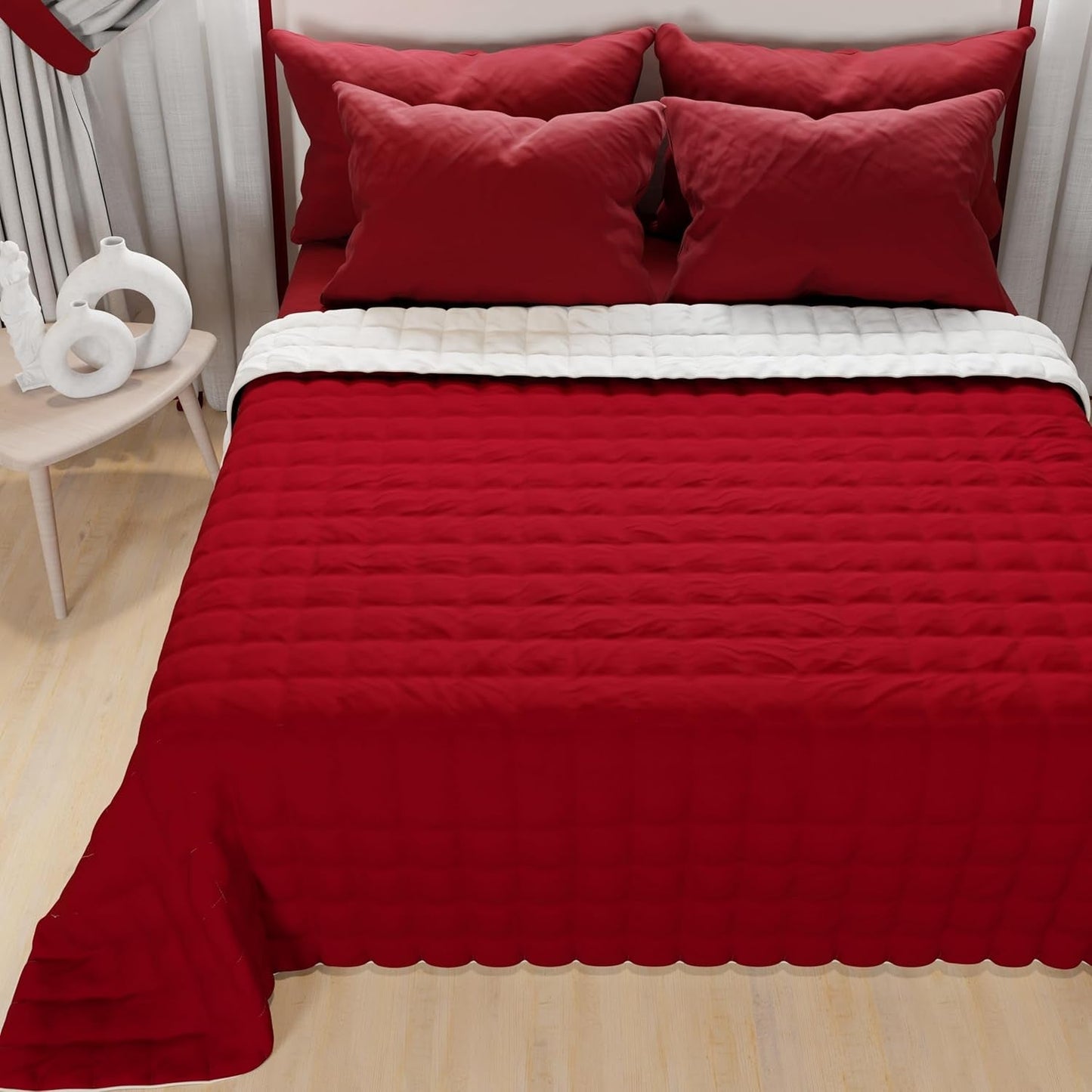 PETTI Artigiani Italiani - Eenpersoonsbedovertrek, dubbelzijdige sprei, verensprei, nachtblauw, wit, 100% Made in Italy