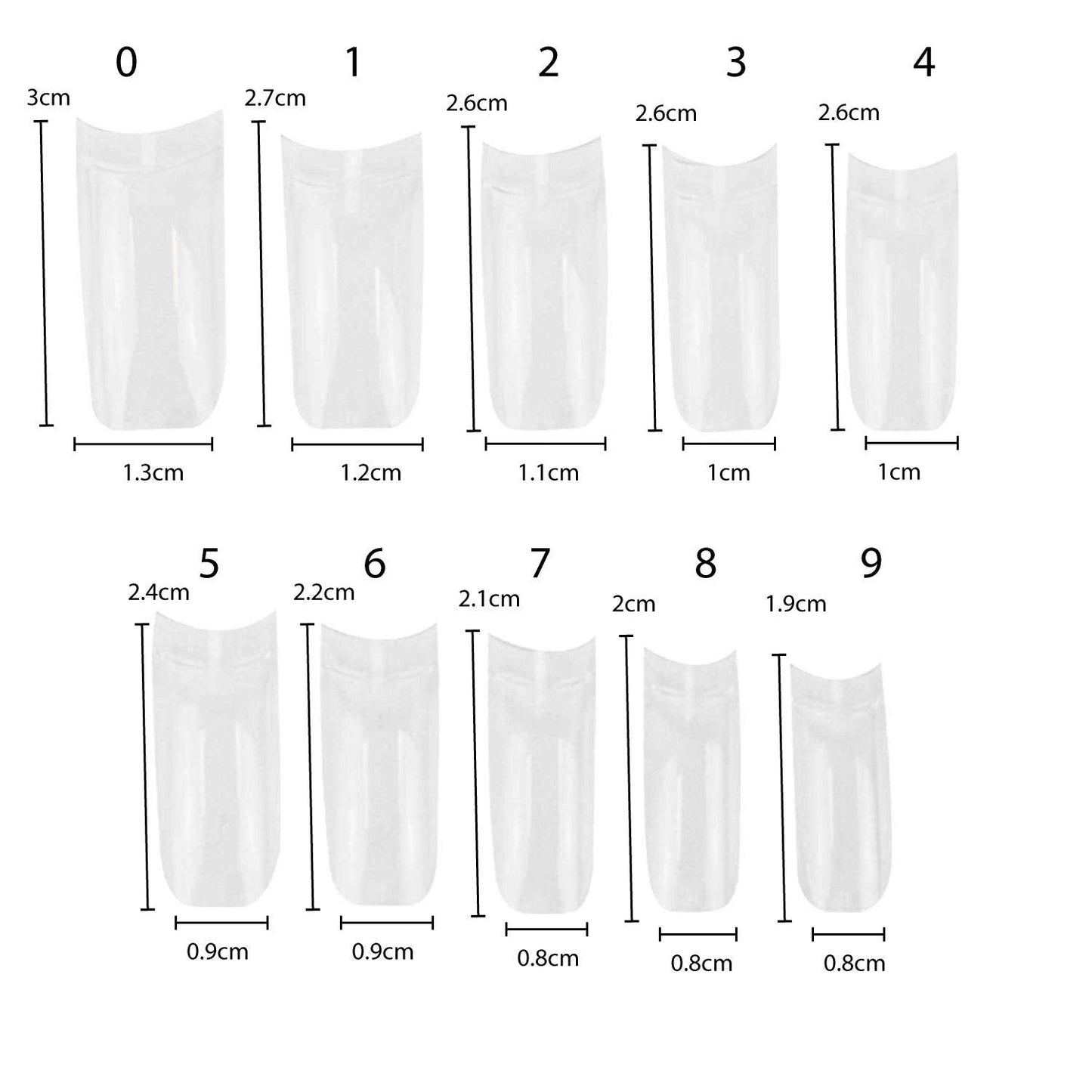 TRIXES 500 stuks gelnageltips Franse nagels Heldere acryltips voor doe-het-zelf-manicure 10 verschillende ontwerpen