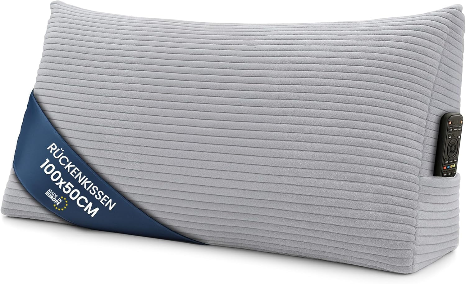 Verenkussen, rugkussen, fluwelen kussen, breedte 70 cm - leeskussen voor bed, bank en bank, groot bankkussen, muurkussen, bankkussen, leeskussen, rugsteunkussen, lichtgrijs