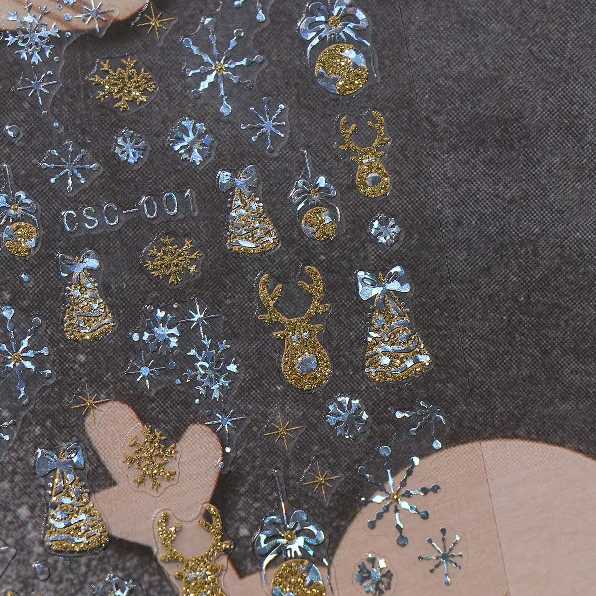 JMEOWIO Nagelsticker Weihnachten Gold Glitter Silber 8 Blatt Nail Art Sticker Selbstklebend Nagelaufkleber Schneeflocke Winterurlaub Decoratie Nageldesign Zubehör