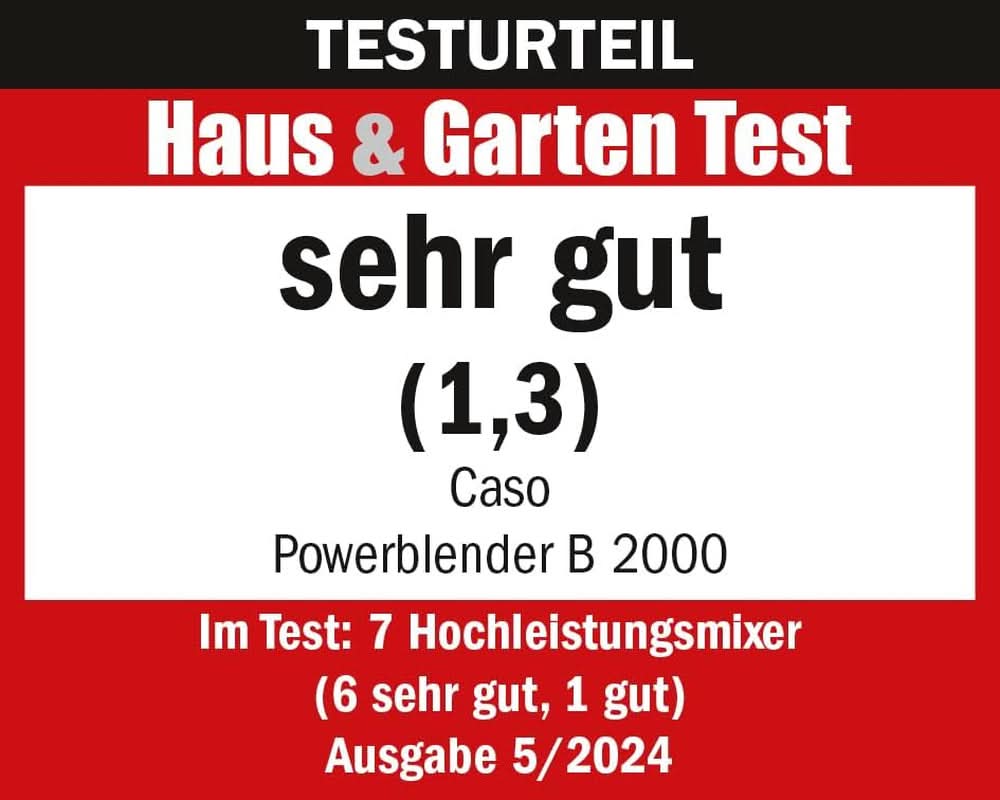CASO Powerblender B 2000 - Profi Standmixer, 30.000 U/Min, 2000 Watt, Bruchsicherer Tritan-Mixbehälter (2 L), Bpa-vrij, Pulse-, Shake-, Smoothie-Funktion, 8-Fach Messer-System Mit Titanbeschichtung Kitchen Naty Shop