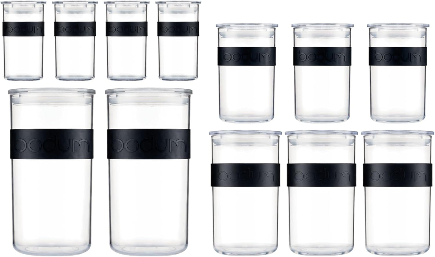 BODUM PRESSO voorraadpotten, kunststof, zwart, 4 x 0,25 l, 3 x 0,6 l, 3 x 1 l, 2 x 2 l Voedselbewaardozen Naty Shop