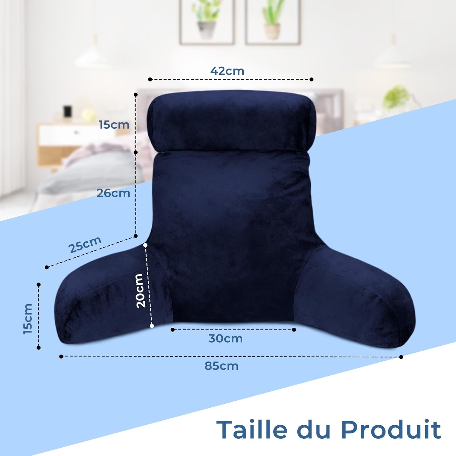 INFANZIA ergonomisch leeskussen met armleuningen, rugsteun, marineblauw