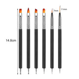 6 Stück Doppel-Ende Nagel Pinsel, Nageldesign Pinsel, Doppel-Ende Nail Art Pinsel Kit Professionelle Maniküre Werkzeuge Kit (Zwart)