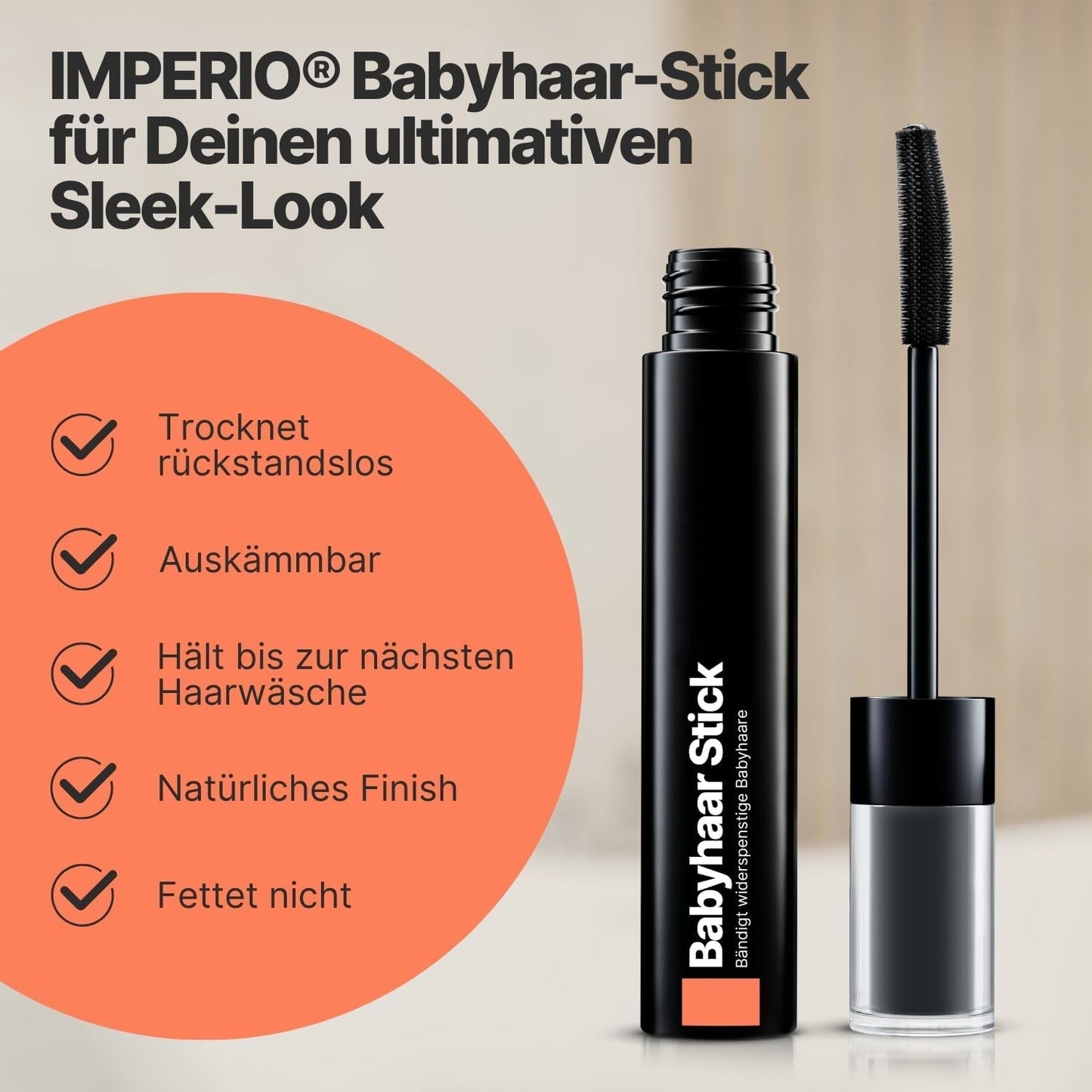 IMPERIO Hair Finishing Stick voor babyhaar - Premium mascara voor babyhaar om fijn en gebroken haar te temmen - 12ml Transparante Haarverf Naty Shop