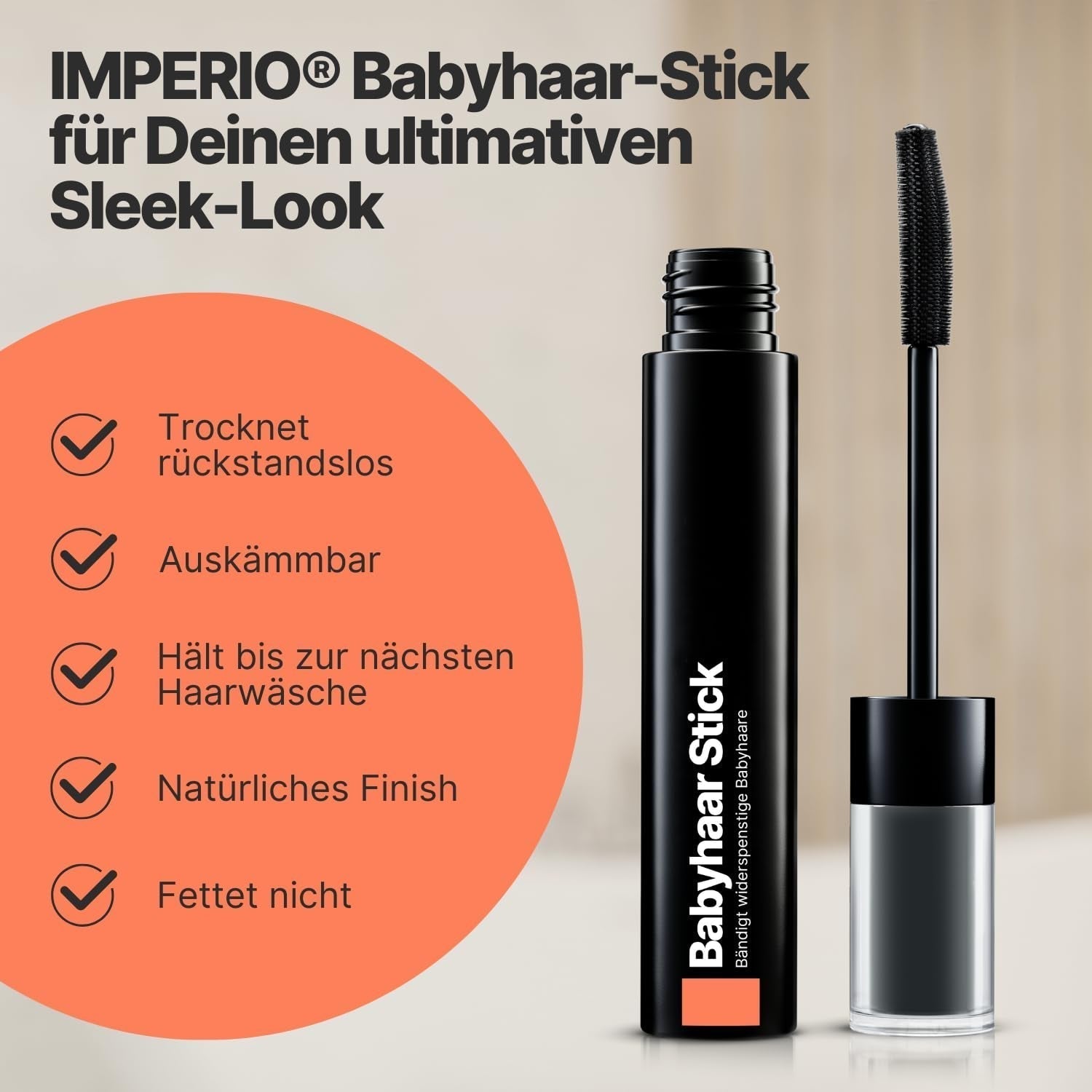 IMPERIO Hair Finishing Stick voor babyhaar - Premium mascara voor babyhaar om fijn en gebroken haar te temmen - 12ml Transparante Haarverf Naty Shop
