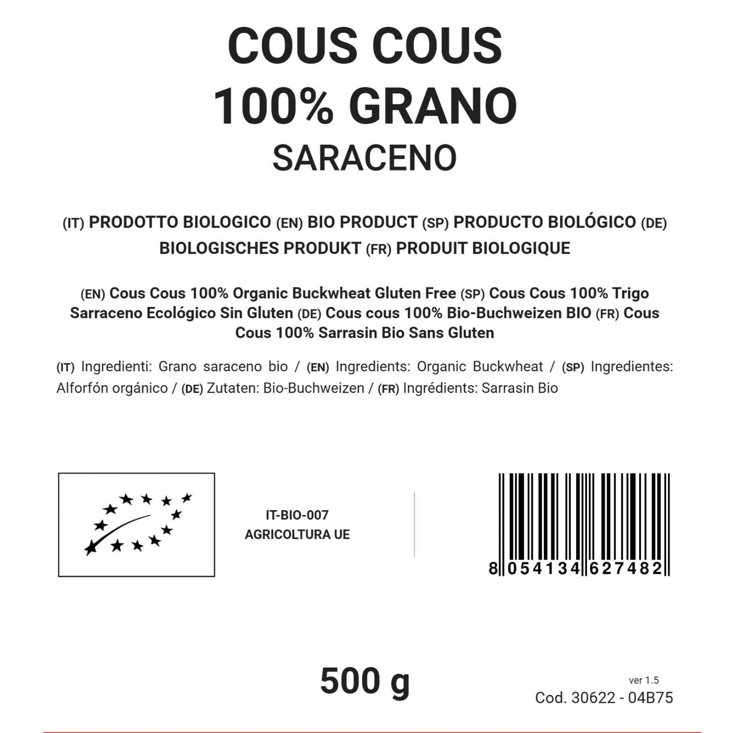 100% biologische boekweitcouscous, 500g, glutenvrij