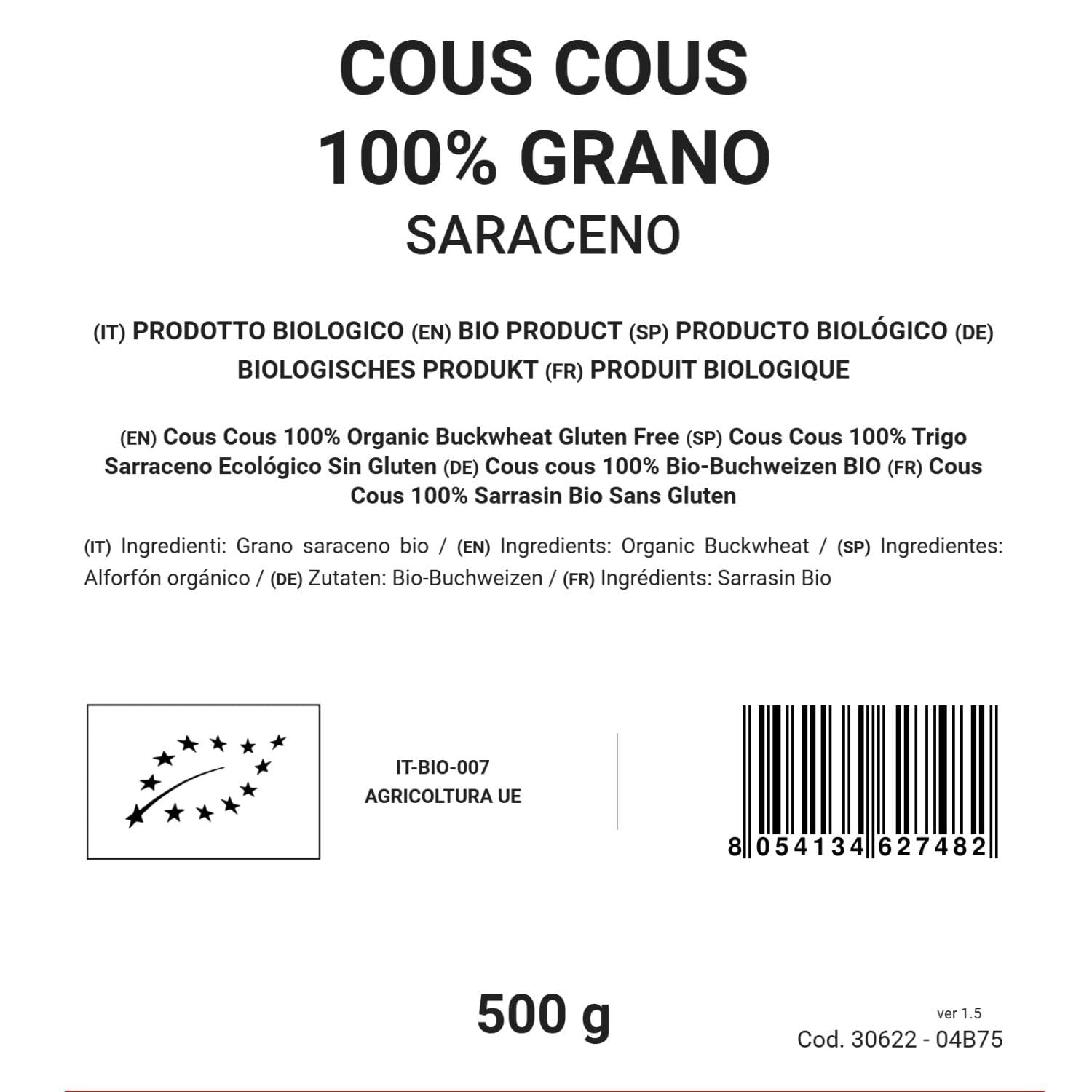 100% biologische boekweitcouscous, 500g, glutenvrij