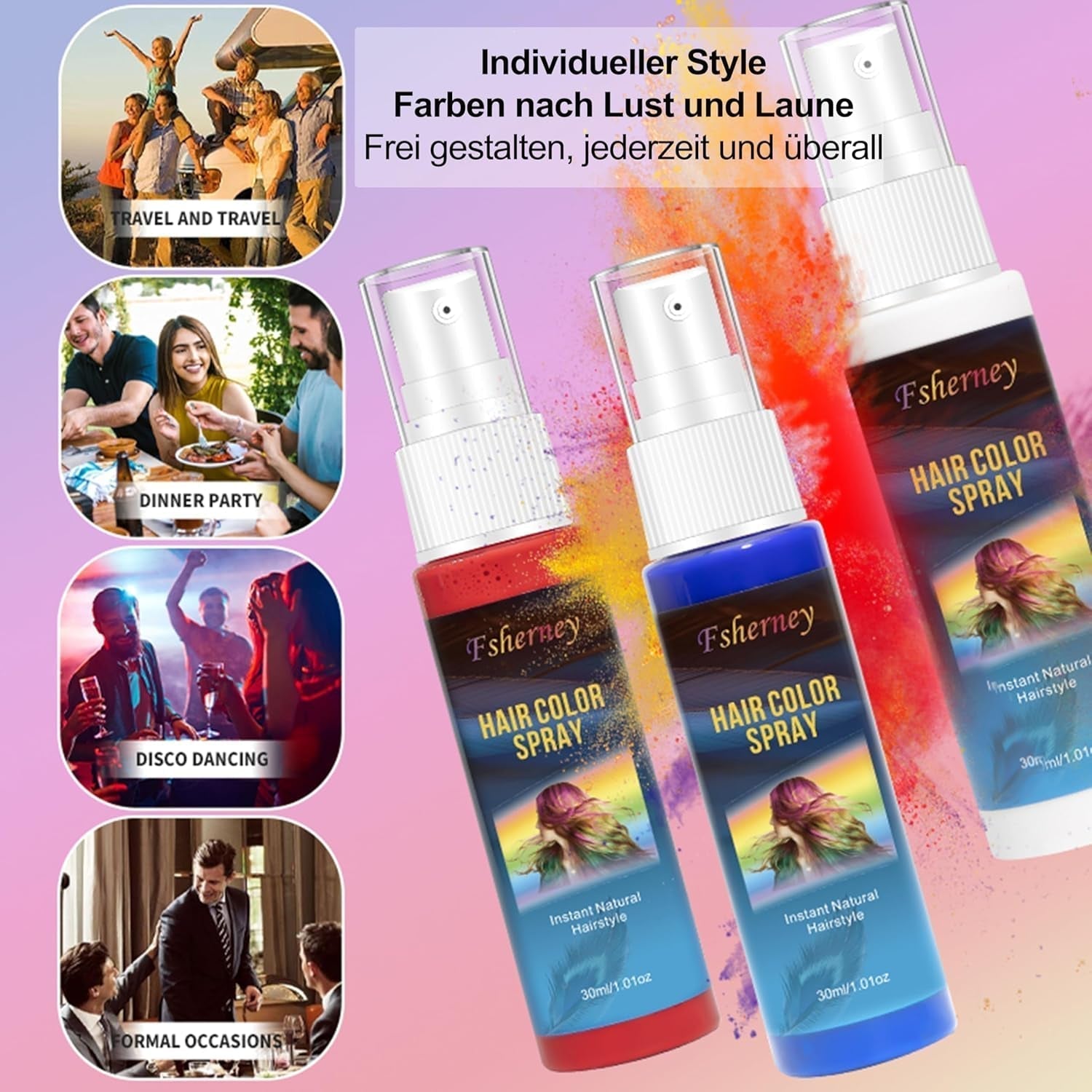 Haarlak Kleur - 30ml Tijdelijke Groene Haarkleur Spray, Natuurlijke Haarverf Tijdelijke Haarkleur Spray, Wasbare Haarverf voor Feest Cosplay Halloween (Groen) Naty Shop Haarverf