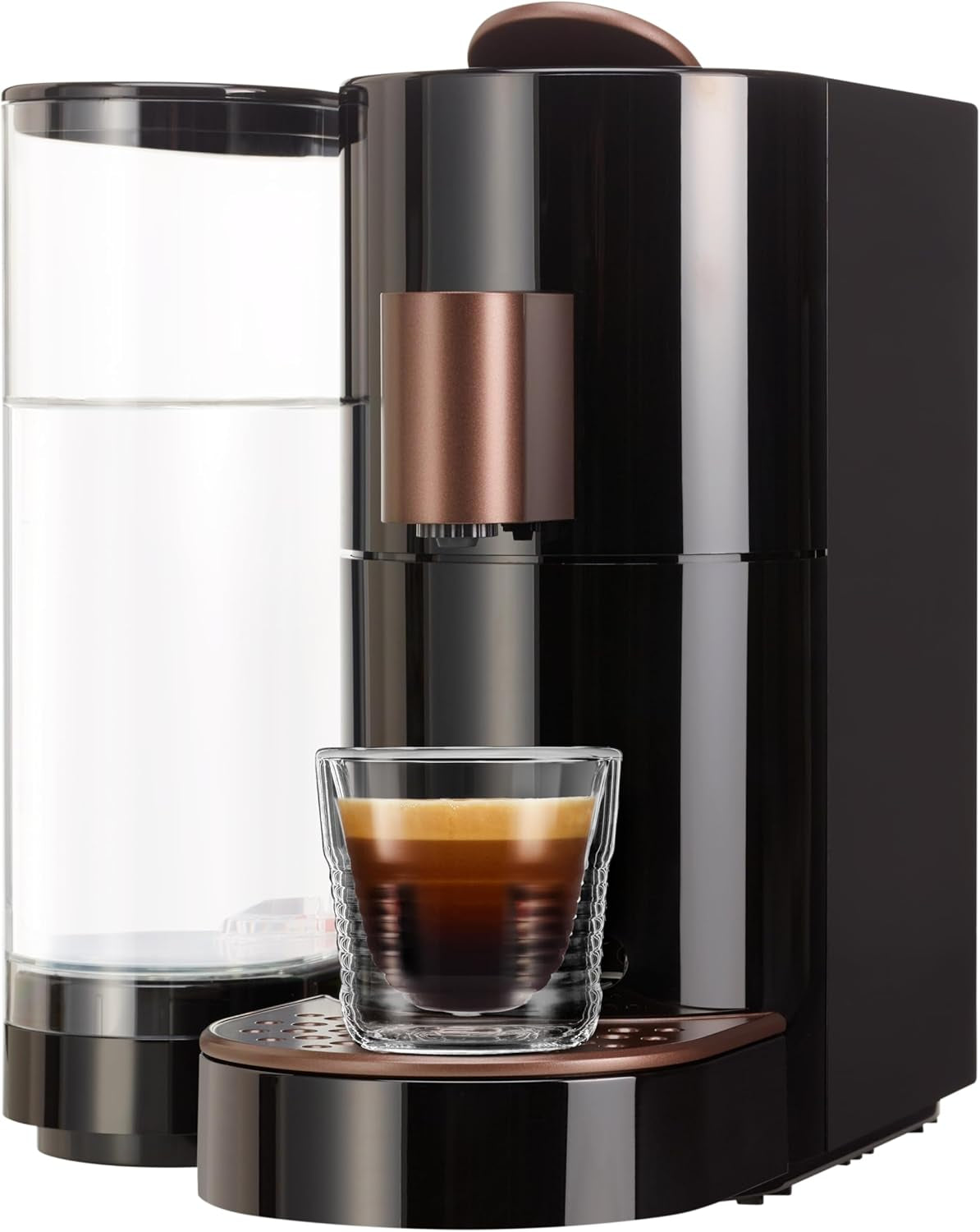 K-FEE TWINS II capsule-espressomachine voor koffie, thee en cacao | Espressomachine voor grote kopjes | Snelle verwarming | Watertank van 2,3 liter | 19 maten | Zwart-koper