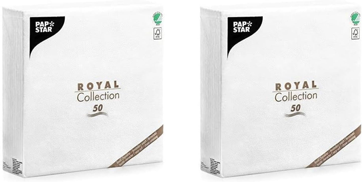 Papstar, 50 servetten "ROYAL Collection" 1/4-vouw 48 cm x 48 cm wit, #11577
