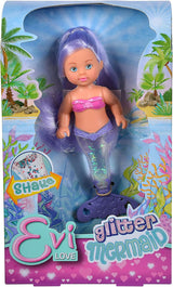 Simba 105733482 - Evi Love Glitter Zeemeermin, zeemeerminpop met een staartvin die oplicht als hij wordt geschud. Er wordt slechts EEN artikel verstrekt.