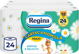 Regina Cartacamomilla - 8 rollen toiletpapier, 300 pluizige vellen, 3-laags, zacht en stevig, recyclebare papieren verpakking
