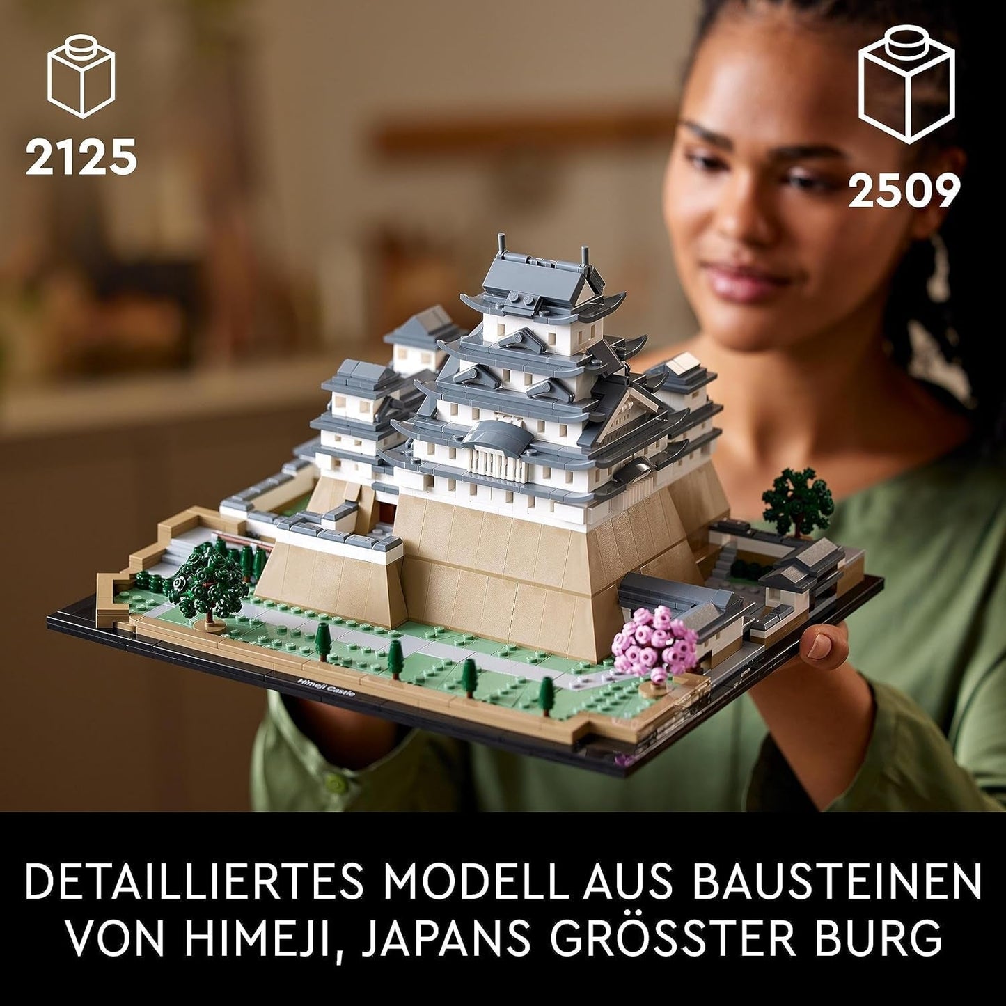 LEGO Architecture Kasteel van Himeji, modelbouwset voor volwassenen, Landmark-collectie, waaierset voor creatief tuinieren en Japanse cultuur met kersenbloesemboom, cadeau voor hem en haar 21060 bouwsets Besuche in LEGO-Store