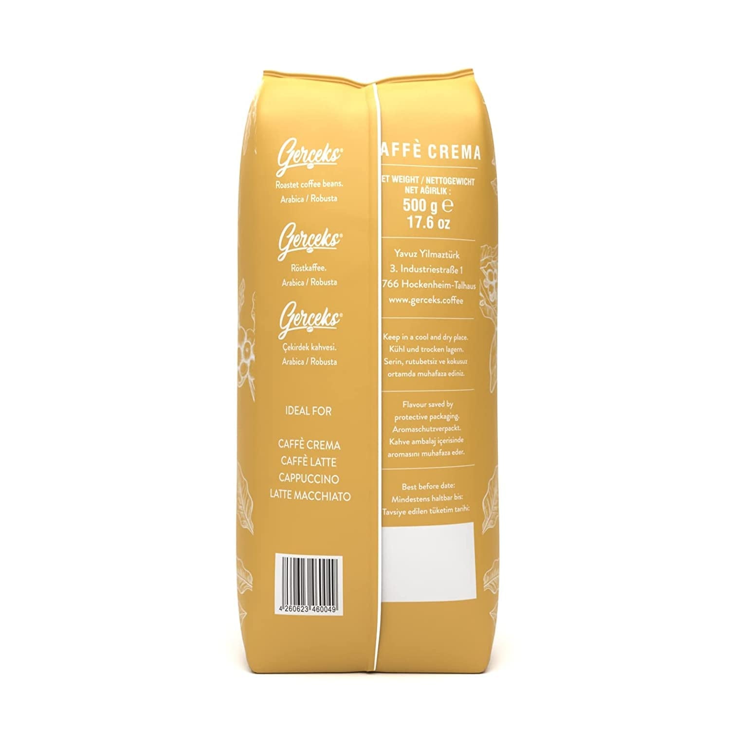 Caffe Crema E Aroma Kaffeebohnen 2kg (4x500g), Barista Kaffee schokoladig en säurearm, Espressobohnen kräftig, Bohnenkaffee met Arabica en Robusta, fijne Crema, ideaal voor Milchkaffee