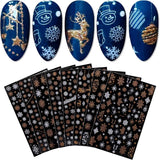 JMEOWIO Nagelsticker Weihnachten 8 Blatt Nagelaufkleber Selbstklebend Weiße Schneeflocken Winter Nail Art Sticker Decoratie Nageldesign Zubehör