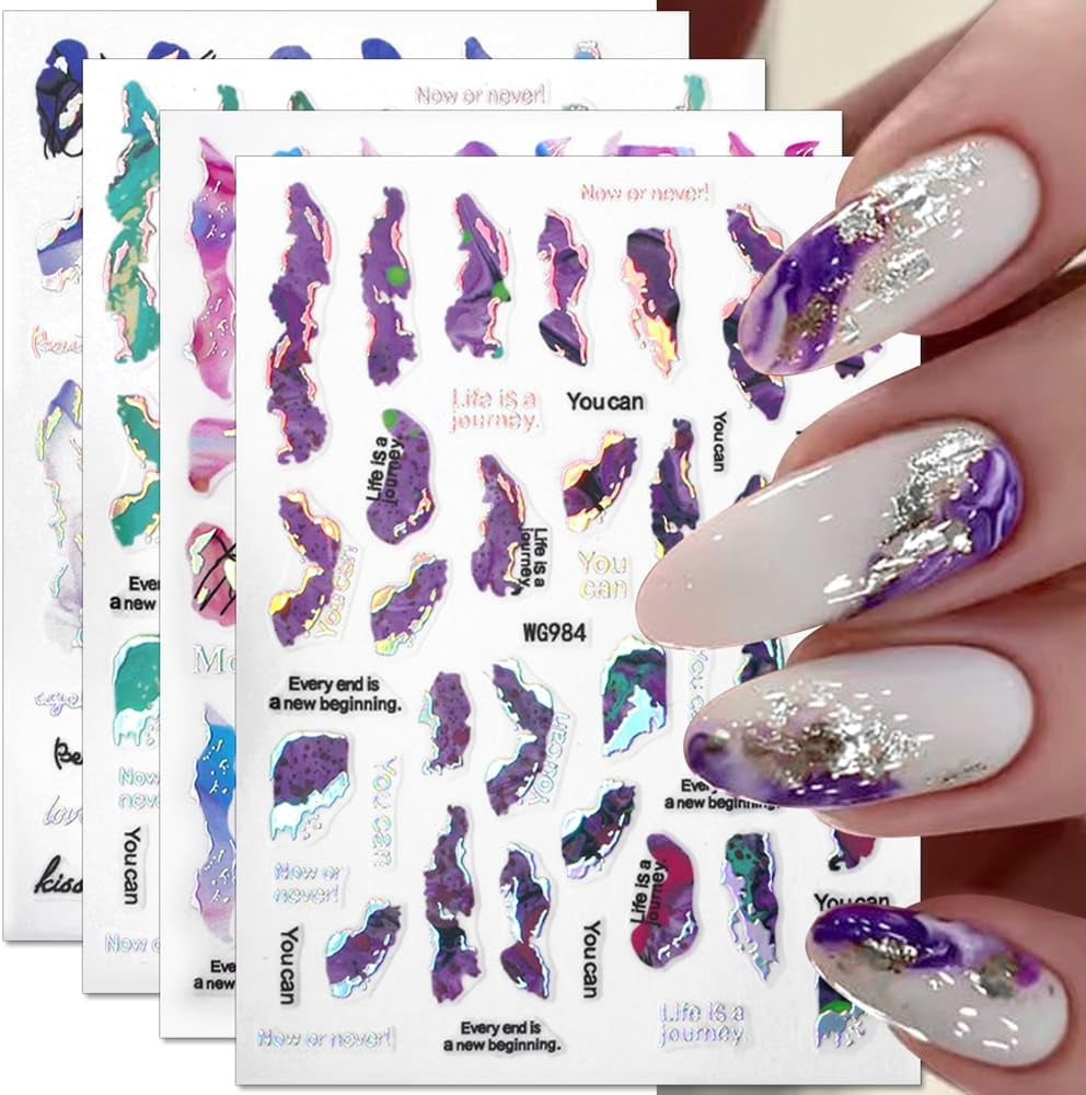 6 kleuren marmeren nagelstickers bronzer zilver zelfklevende stickers bloei marmeren nagelstickers 3D marmeren nagelstickers ontwerpaccessoires nail art stickers nagelstickers set nagelfolie