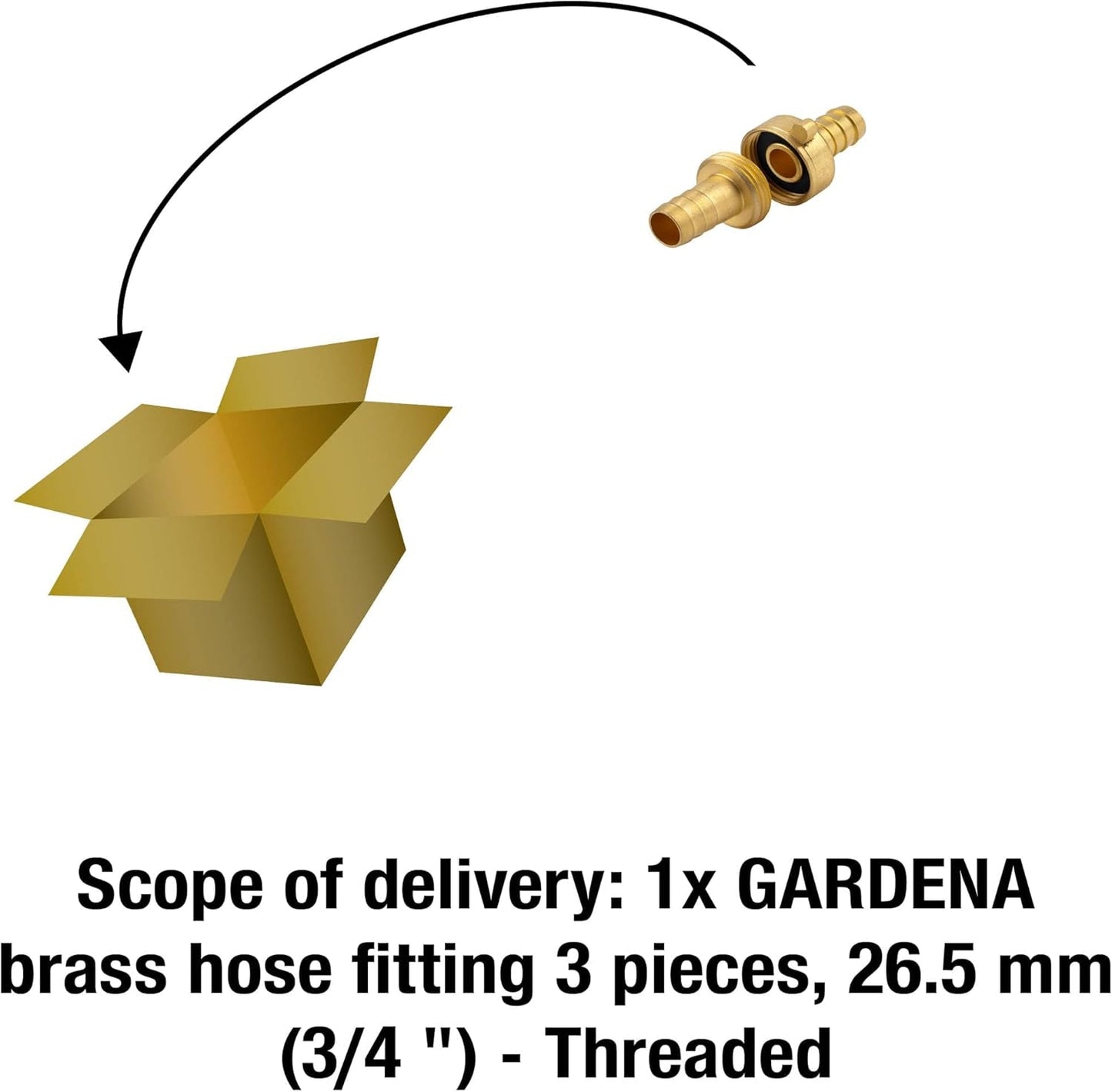 Gardena messing slangkoppeling, 3-delig: slangverlengkoppeling, 26,5 mm (G 3/4 inch) schroefdraad, voor 13 mm (1/2 inch) slangen (7151-20)