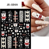 5 Blatt 3D Nagelsticker Weihnachten Nagelaufkleber 5D Stereoskopisch Selbstklebend Schneeflocke-Weihnachtswinterurlaub Nail Art Sticker Decoratie Nageldesign Zubehör