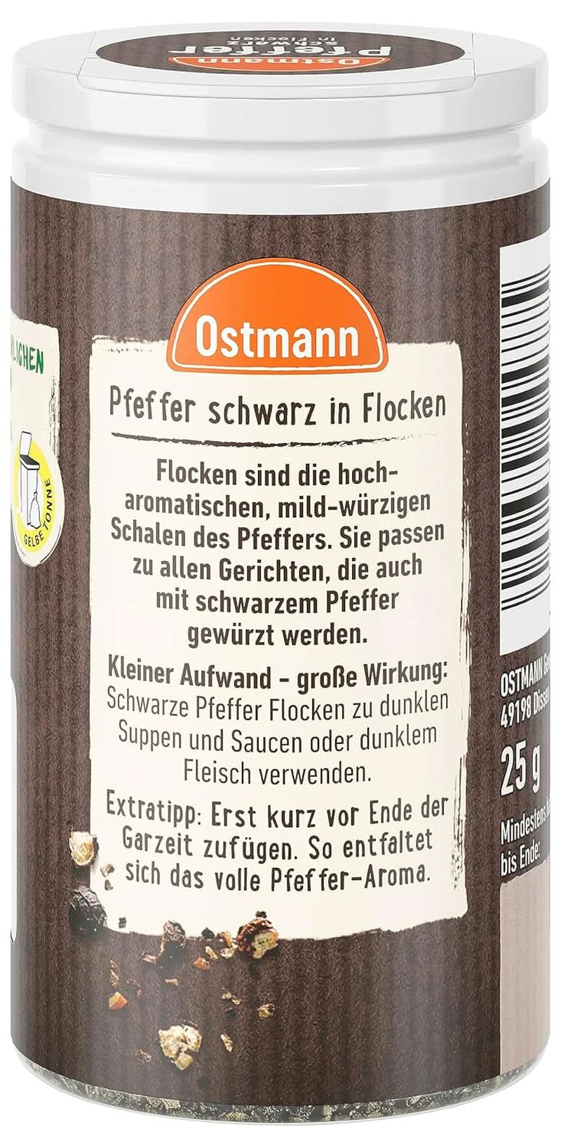 Ostmann - Zwarte pepervlokken, 25 gram Condimente Naty Shop