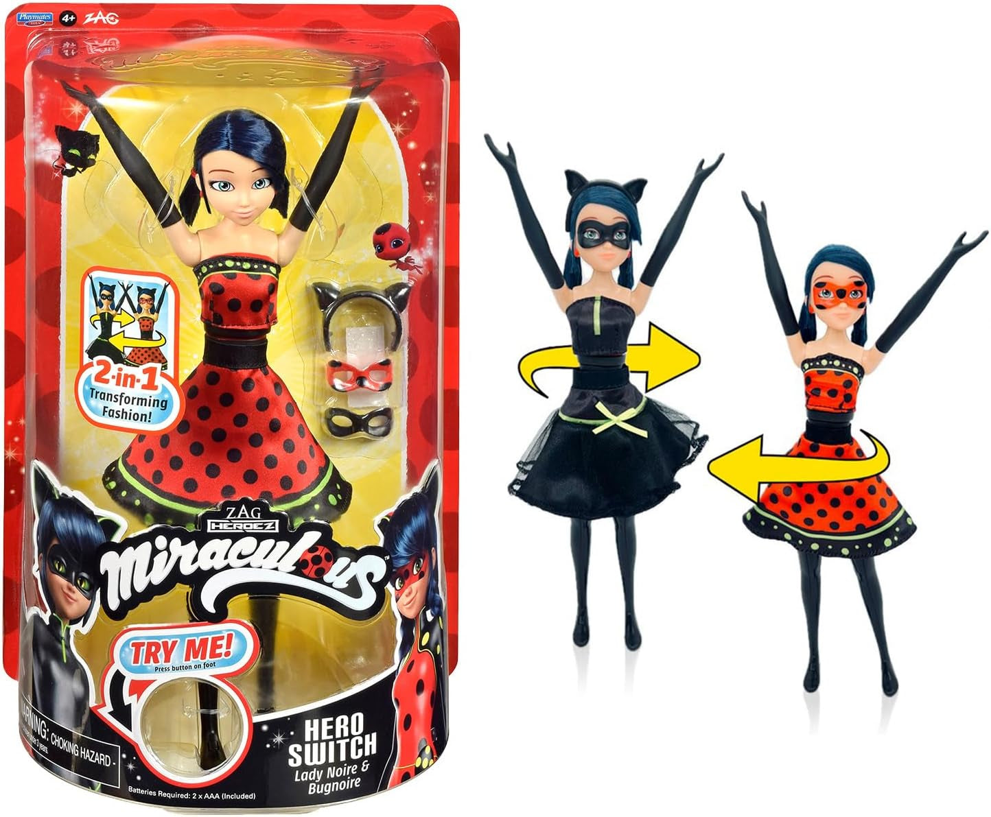 Bandai - Wonderbaarlijk lieveheersbeestje - Pop Marinette Kleurverandering Verrassing - Wonderbaarlijke verbonden pop, 26 cm + 3 verrassingen - Willekeurig patroon - P50390 Naty Shop Dolls Transformerende lieveheersbeestjepop