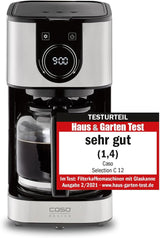 CASO Selection C 10 Thermo Design koffiezetapparaat – roestvrijstalen behuizing, 1,2 l isotherme karaf (10 kopjes), touchbediening en timer, Aroma PLUS-functie, permanent filter, antidruppelfilter