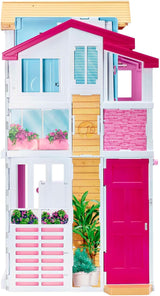 Barbie House Dream Villa 3 verdiepingen tellend herenhuis met 5 kamers inclusief accessoires zoals meubels, opvouwbaar en opbergruimte, speelgoed vanaf 3 jaar oud, DLY32 Naty Shop poppenhuizen