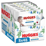 Huggies natuurlijk biologisch afbreekbare vochtige doekjes voor gevoelige baby's, 8 x 48 doekjes, bulkverpakking