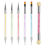 Sullarpek 6 Stück Nagel Pinsel, Nail Art Pinsel, Pinsel Nageldesign, Nagel Pinsel Set, Nail Art Dotting Tools Mit 1 Sponge Brush Applikator, Nageldesign Zubehör Für DIY Nail Art Design