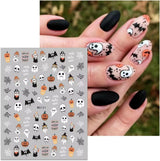 8 Blatt Nagelsticker Halloween Nagelstickers Selbstklebend Niedliches Kürbis-Schädel-Spinnennetz Niedlichen Kinder Geist Nail Art Sticker Decoratie Nageldesign Zubehör