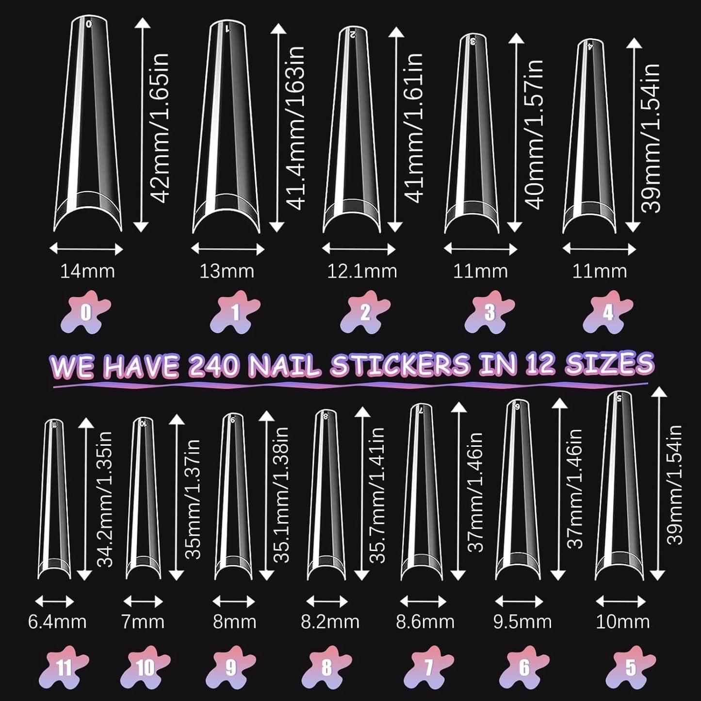 Extra lange transparante kunstnagels 240 stuks Half bedekkende kunstnagels Vierkante rechte kunstnagels Franse nagelverlengingen voor nagelsalons en doe-het-zelf nail art