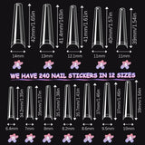 Extra lange transparante kunstnagels 240 stuks Half bedekkende kunstnagels Vierkante rechte kunstnagels Franse nagelverlengingen voor nagelsalons en doe-het-zelf nail art