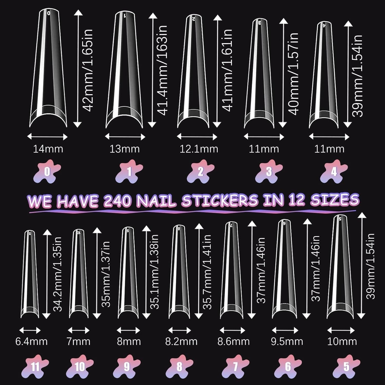 Extra lange transparante kunstnagels 240 stuks Half bedekkende kunstnagels Vierkante rechte kunstnagels Franse nagelverlengingen voor nagelsalons en doe-het-zelf nail art