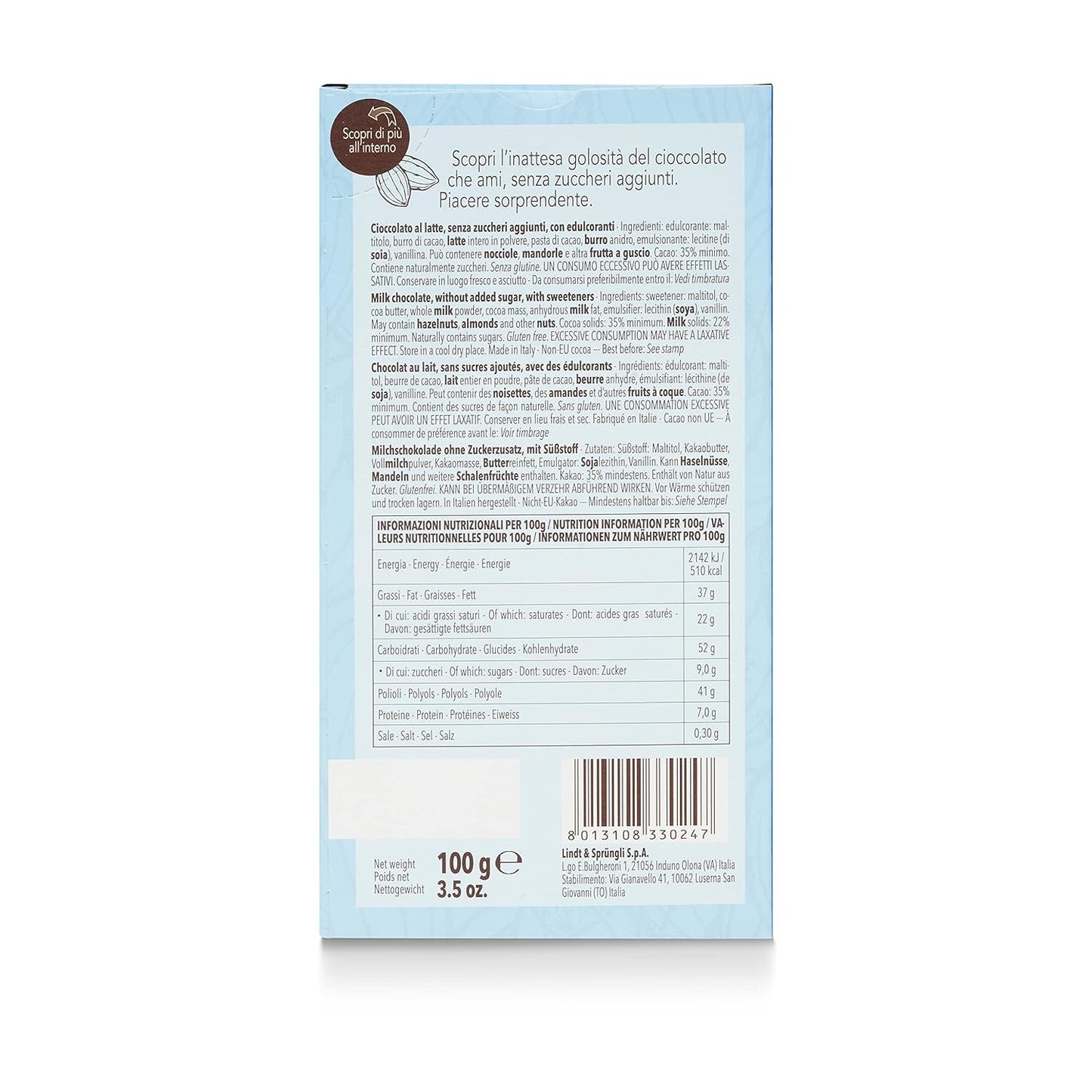 Lactoserepen, zonder toegevoegde suiker, 100g