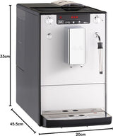 Melitta Solo & Milk - volautomatische slanke koffiemachine met melkopschuimer, koffiemachine met afneembaar waterreservoir, b.v. koffie of cappuccino, zilver