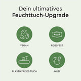 LILLYDOO Groene vochtige doekjes, 600 stuks (10 x 60), 100% plasticvrij, scheurbestendig doekje - geurvrij, zacht en natuurlijk, zachte reiniging voor de gevoelige huid, dermatologisch getest