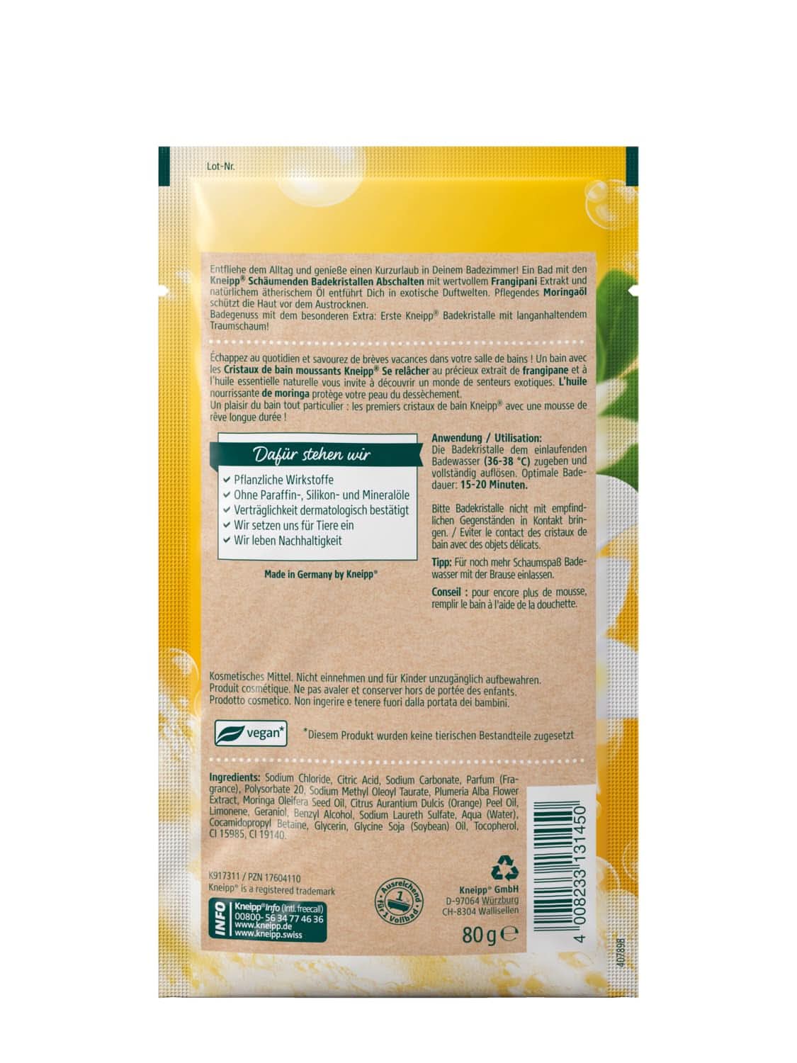 Kneipp, bruisend badzout, 80 gram Douche en bad Naty Shop