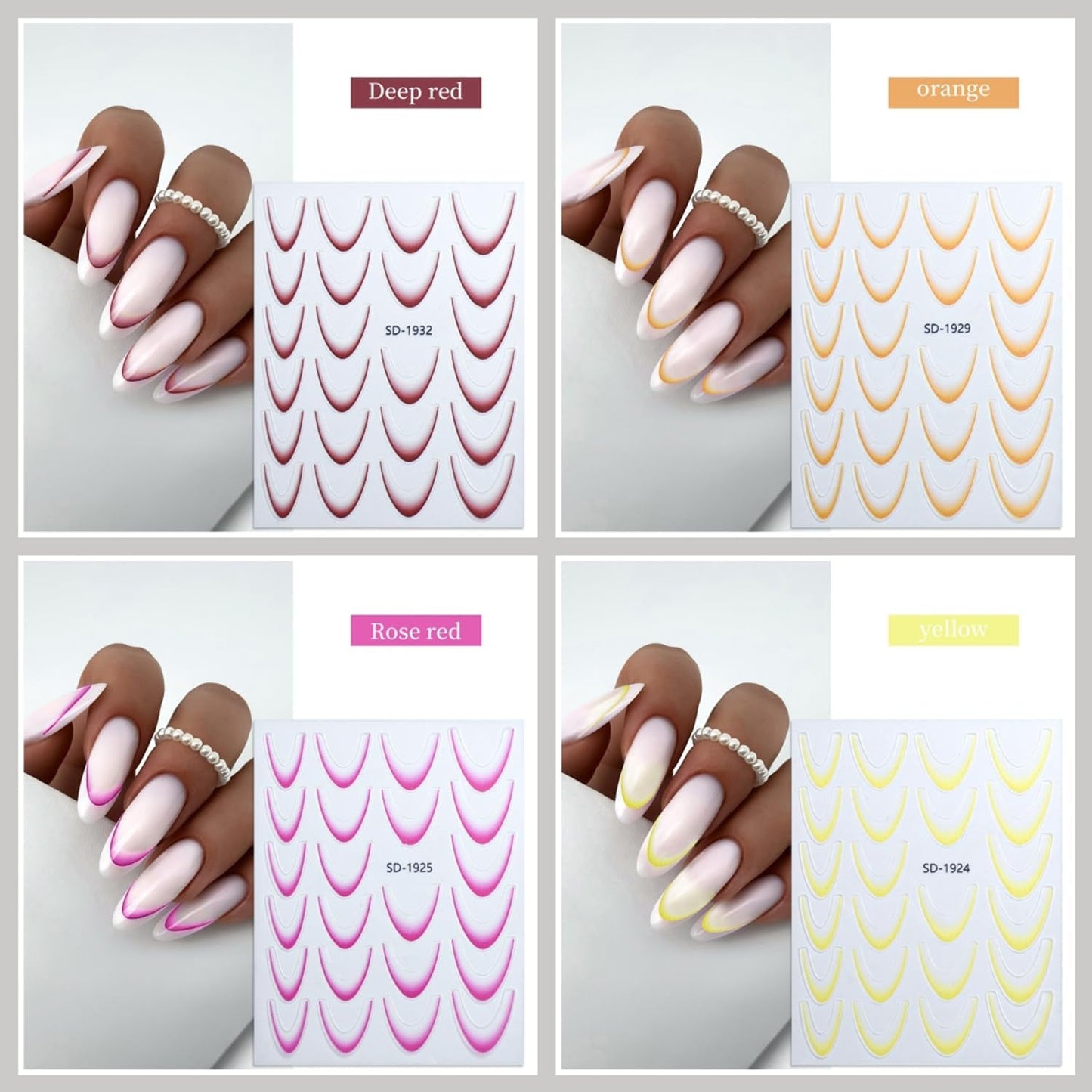 GZMAYUEN 12 kleuren Franse nagelstickers 3D Franse kleurverloop nagelstickers Zelfklevende nagelontwerp Nagelaccessoires