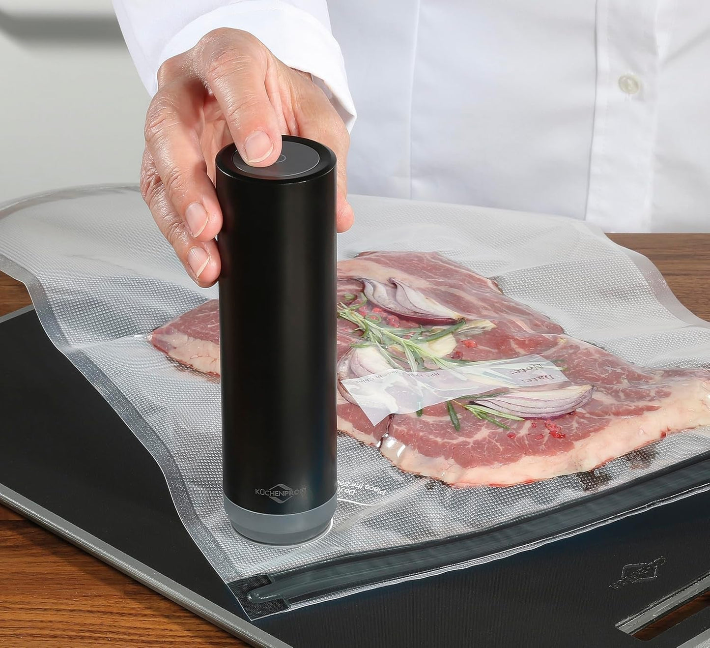 Vacuümset Küchenprofi EASYFRESH | Set van 7 stuks | 1x elektrische vacuümpomp, 1x vacuümpot S, M en L, 3x vacuümzakken 22x21 cm | borosilicaatglas, hoogwaardig kunststof | bereiding en opslag Voedselbewaardozen Naty Shop
