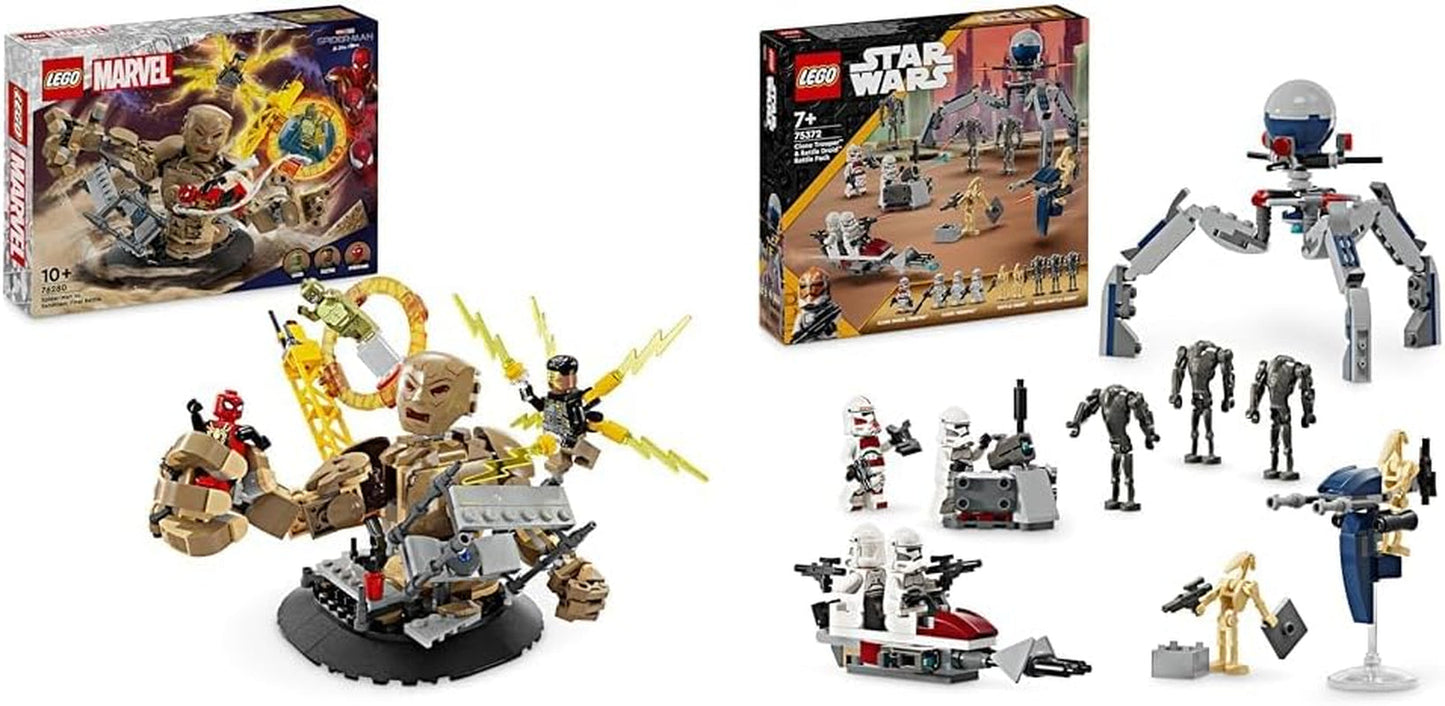 LEGO Marvel Spider-Man vs. Sandman: Showdown Superheldenspeelgoed met figuren, waaronder hagedis en elektro-rollenspel Bouwspeelgoed Cadeau voor actieliefhebbers jongens en meisjes 76280 Bouwsets voor LEGO-Store Clone Trooper Battle Pack