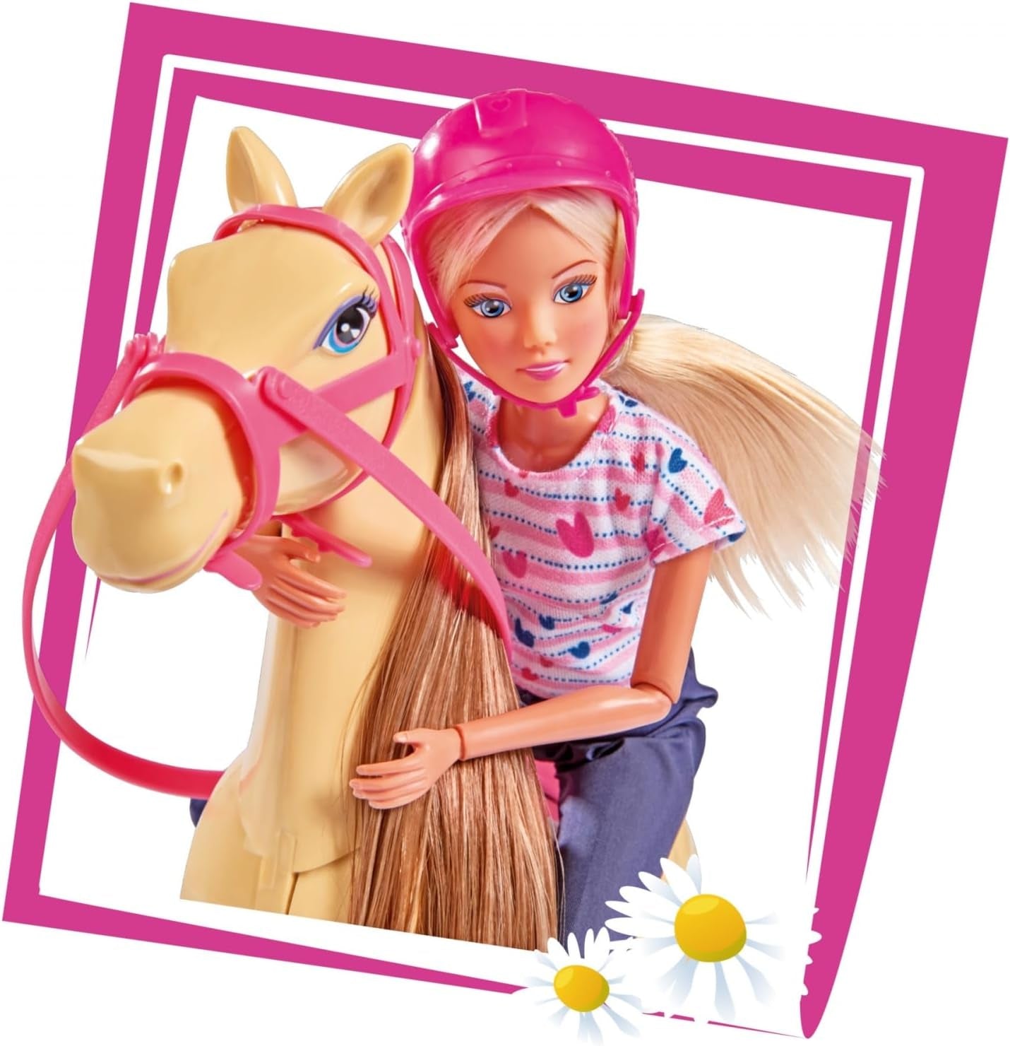 Simba 105730939 - Steffi Love paardrijoutfit 2 paarden Volledig gelede modepop 29 cm voor kinderen vanaf 3 jaar