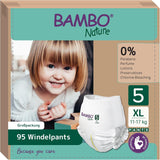 Bambo Nature Luiers, maat 5 (11-17kg) - Maandelijkse doos van 95 | Luiers met verbeterde lekbescherming | Ultiem comfort en vrijheid voor actieve kinderen | Dermatologisch geteste luiers
