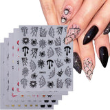 5 stuks Halloween 3D nagelstickers, 5D stereoscopische nagelstickers, nageldecoraties, nagelontwerpaccessoires