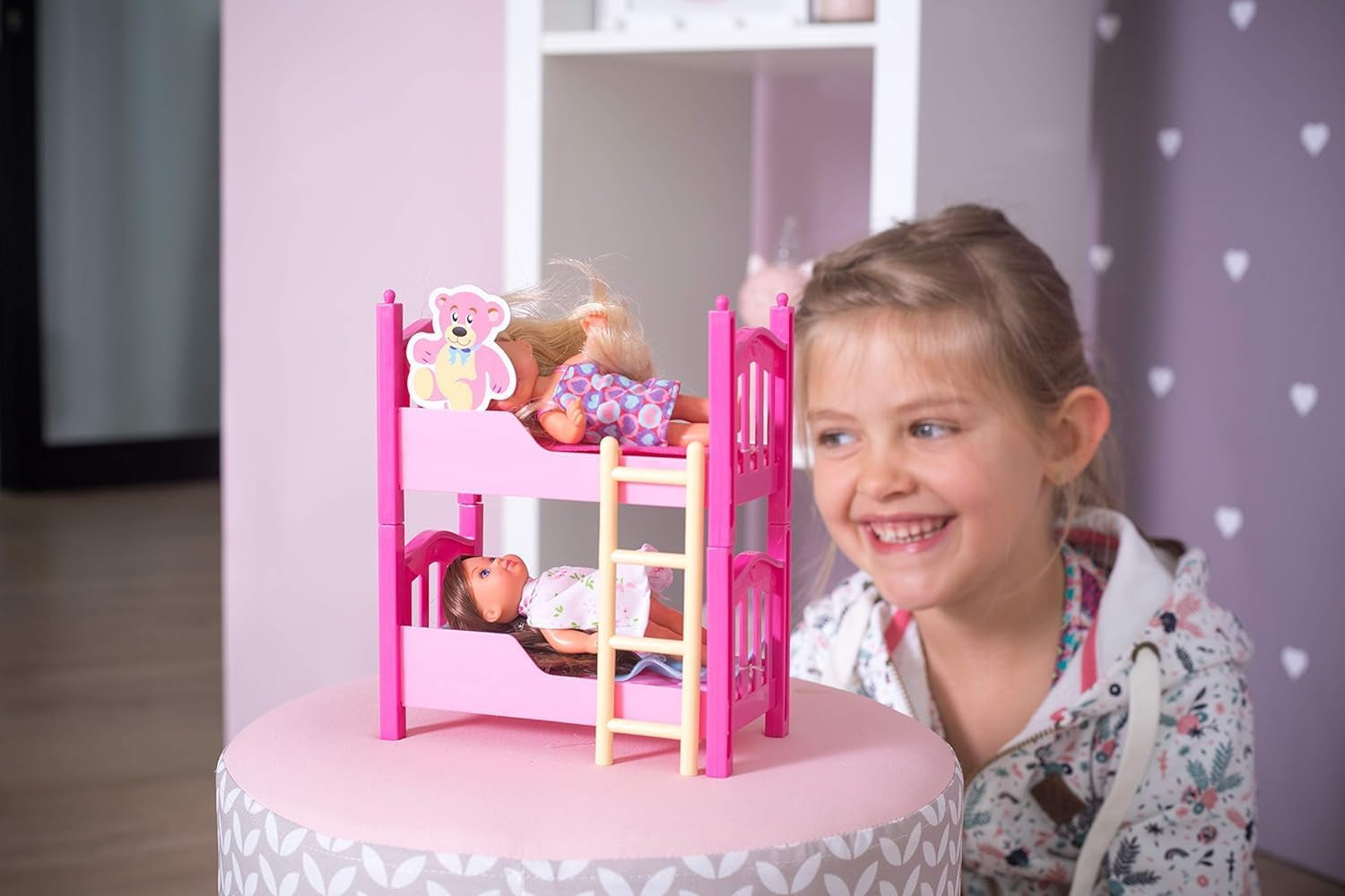 Simba 108178046 105733847 - Evi Love 2 vloerbed / met twee Evi poppen / met stapelbed / inclusief accessoires / verkleedpop / 12 cm, voor kinderen vanaf 3 jaar