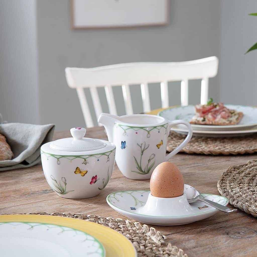 Villeroy & Boch – Kleurrijke Lente Zuckerdose 300 Ml Weiß/Bunt, Spülmaschinenfest, Mikrowellensicher, Dose Frühling, Deko Ostern, Oster Deko, Frischhaltedose, Vorratsdose, Premium Porzellan