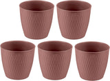 Set van 5 bruine potten, diameter 16 cm - Stevige kunststof potten - Decoratieve plantenbak met afwateringsmogelijkheid - Elegante pot voor binnen en buiten