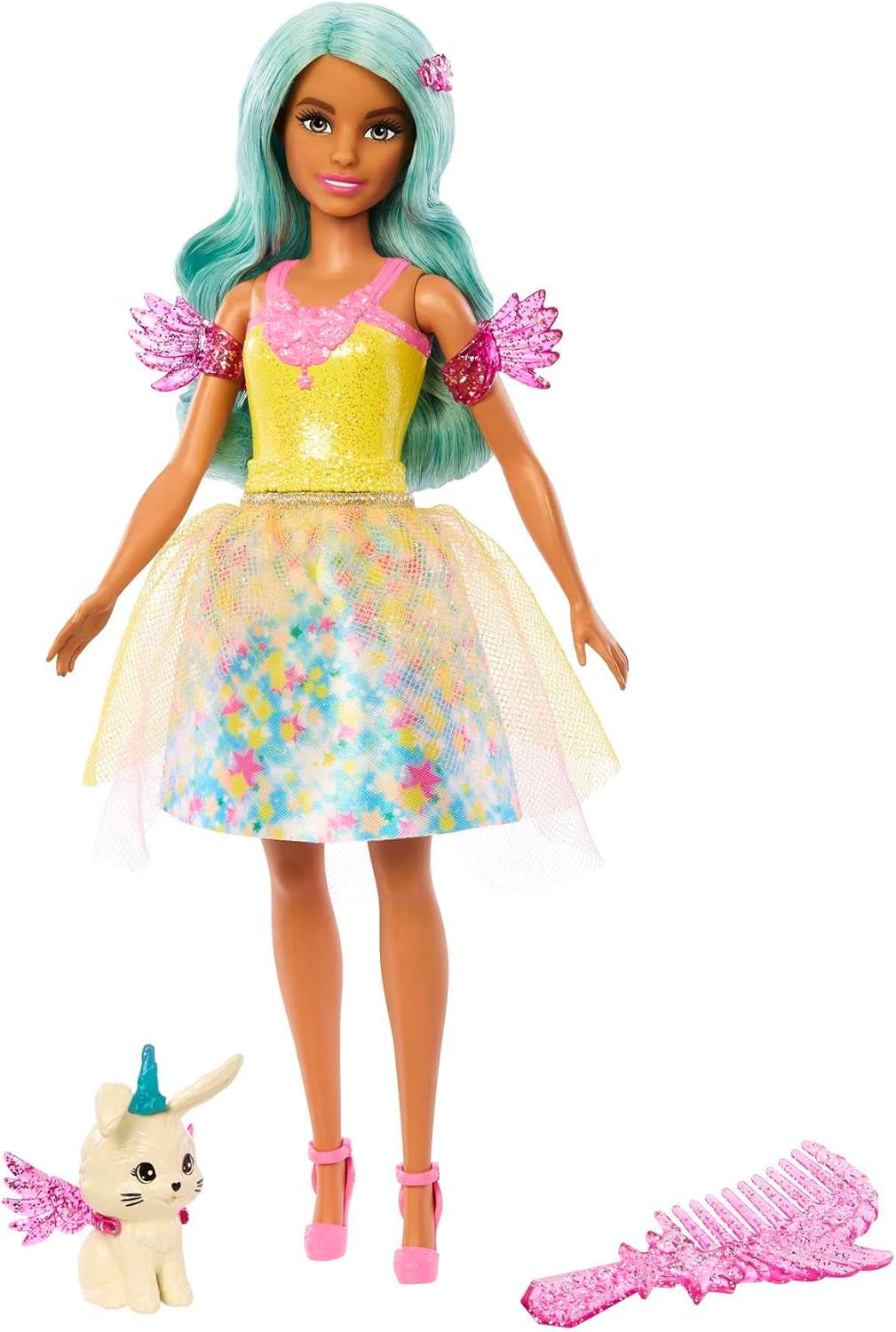 Barbie Hidden Magic - Teresa-pop met sprookjesoutfit, golvend haar en kam voor leuk kapperswerk, vanaf 3 jaar, HLC36