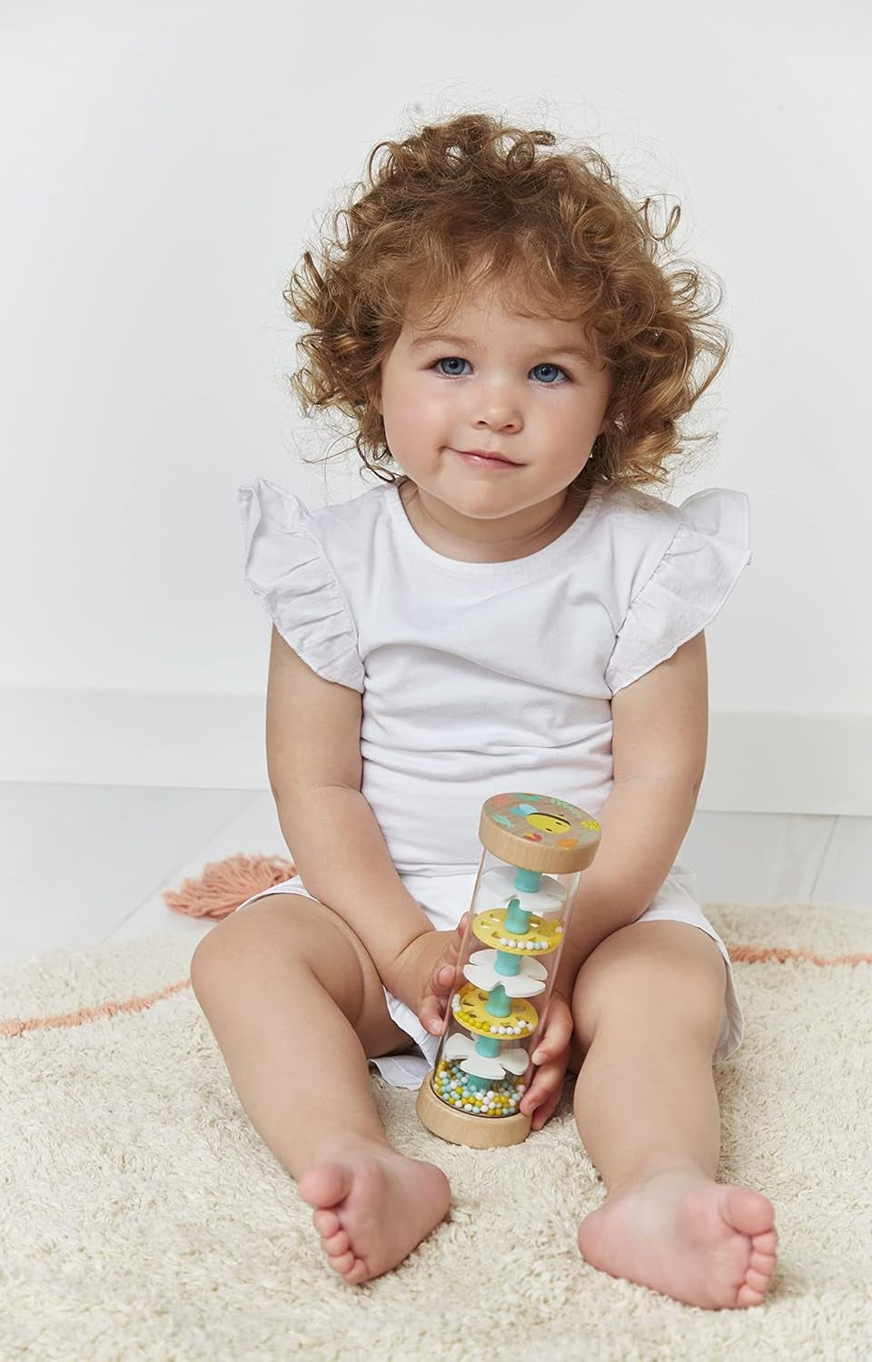 Janod - Houten Rainmaker - Pure Collectie - Speelgoed voor baby's en peuters - Ontwikkeling van de fijne motoriek Visuele en akoestische stimulatie - Kleur op waterbasis - Vanaf 6 maanden, J05193 Babyspeelgoed Naty Shop