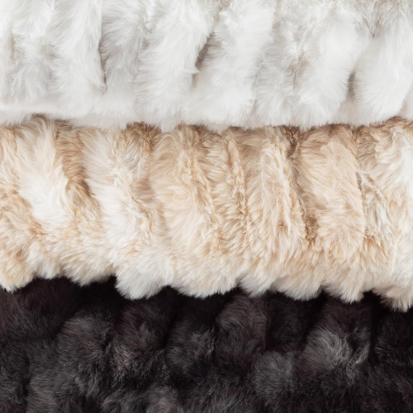 Lavish Home Oversized Gerüschte namaakbontdeken, 152,4 x 203,2 cm, jacquard namaakbont, queensize plaid voor bedden en banken, grijze bedden en dekens Lavish Home