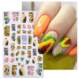 JMEOWIO Nagelsticker Sommer Frucht 9 Blatt Nail Art Sticker Selbstklebend Nagelaufkleber Zitronen Decoratie Nageldesign Zubehör